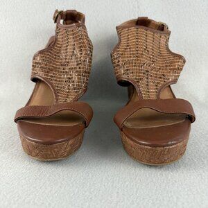 Lucky Brand Shoes Womens Size 10 Brown Wedge Sandals LK-Laffertie Platform‎ Heel